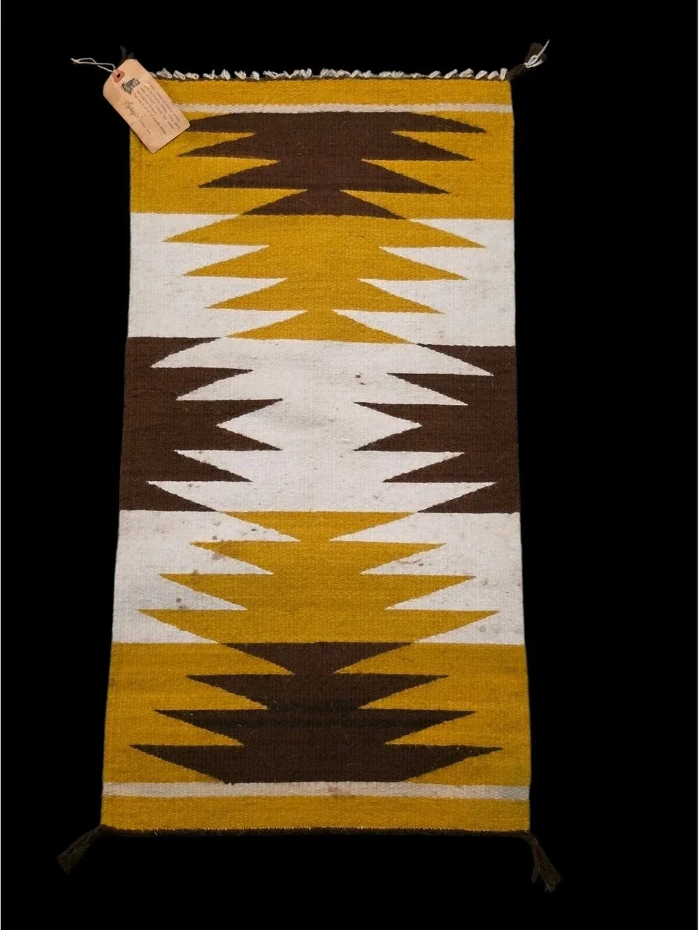 Gilbert Ortega's Vintage Navajo Rug Saddle Blanket Wool 31x16 Handmade W/ Tag